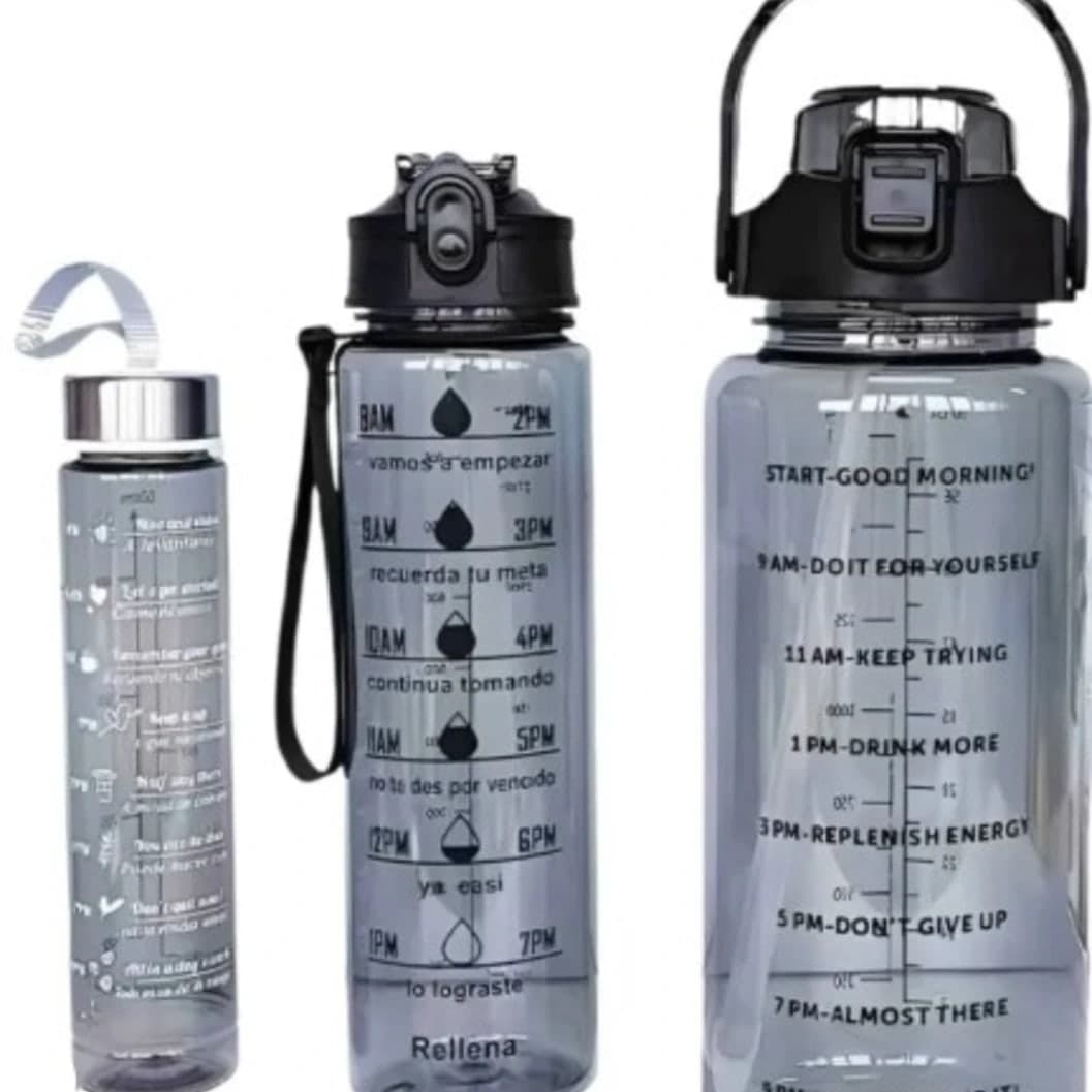 3-in-1 Transparent Water Bottle Set with Straw | BPA-Free Leakproof Sports Bottles | 2000ml, 900ml & 400ml pac (5) - image 3