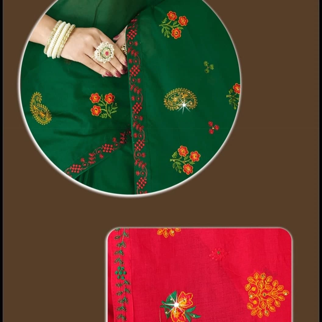 Premium Embroidered Cotton Saree Collection for Women shuti ko saree - image 5