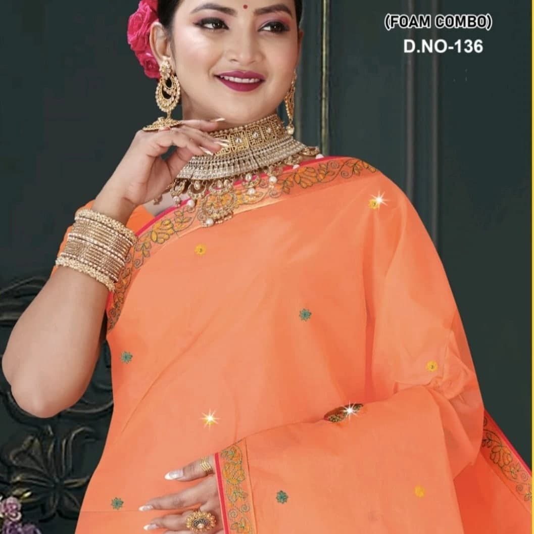 Women's Fancy Embroidered Saree with Stone Work & Matching Blouse Piece – Party Wear Traditional Saree - image 2
