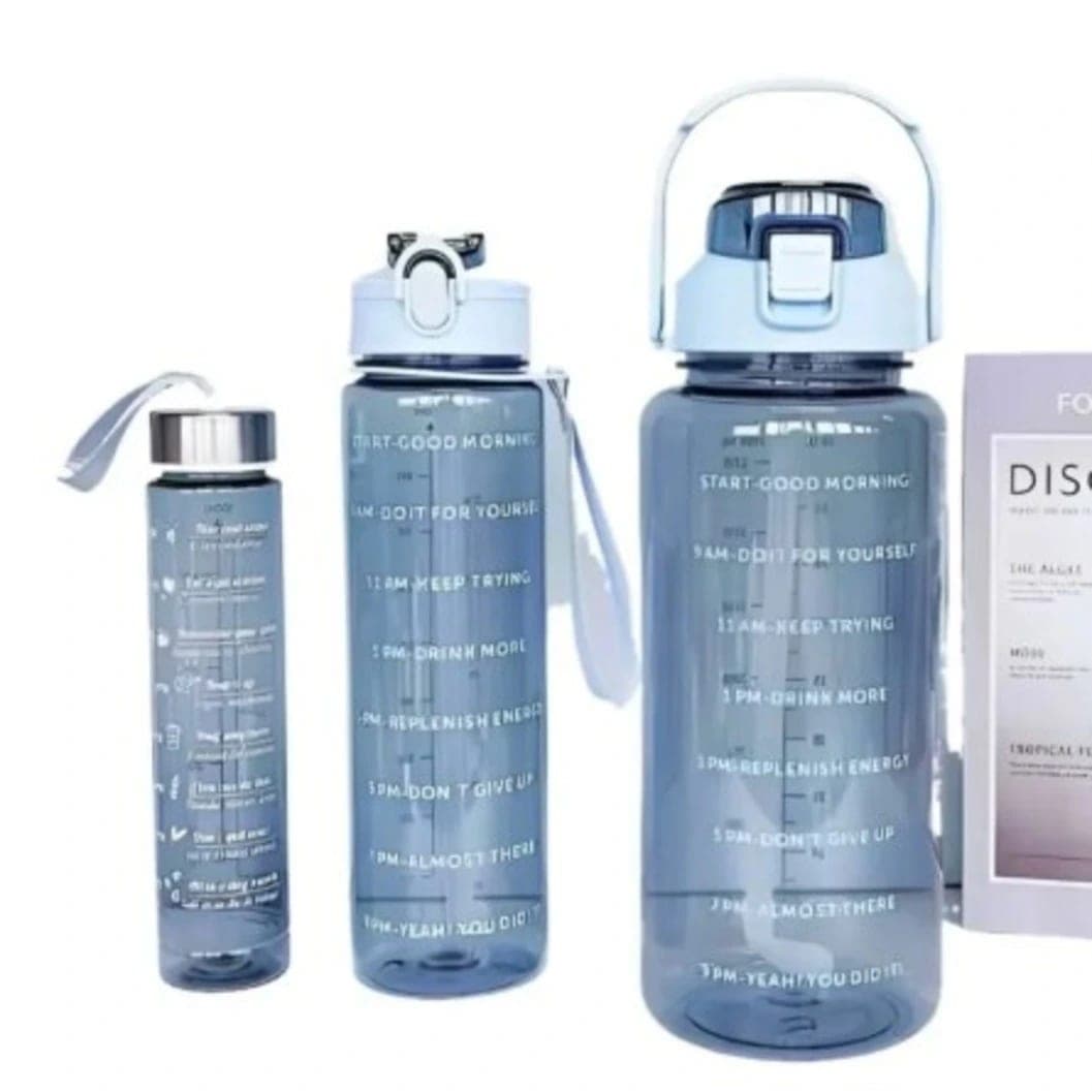 3-in-1 Transparent Water Bottle Set with Straw | BPA-Free Leakproof Sports Bottles | 2000ml, 900ml & 400ml pac (5) - image 4