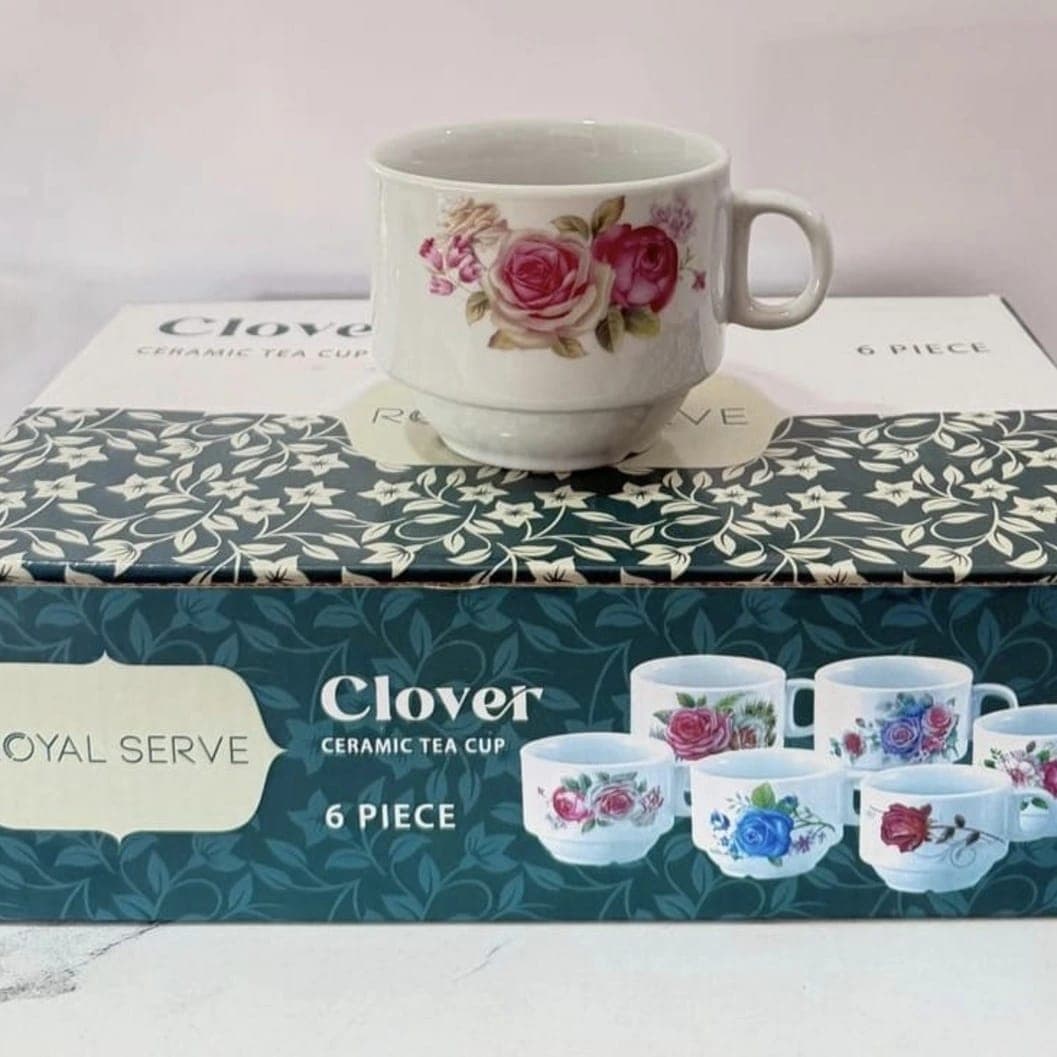 Royal Serve Clover Ceramic Tea Cup Set (6 Pieces) - image 1