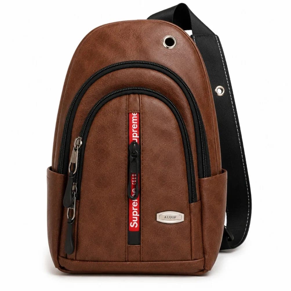 Premium Brown Leather Sling Bag | Stylish Mini Crossbody Travel & Casual Bag - image 1