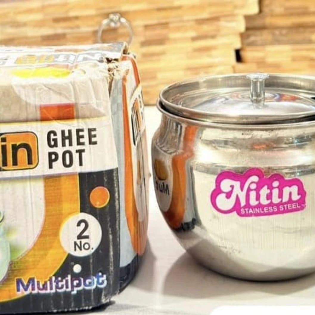 Nitin Multipurpose Steel Ghee Container with Spoon - image 1