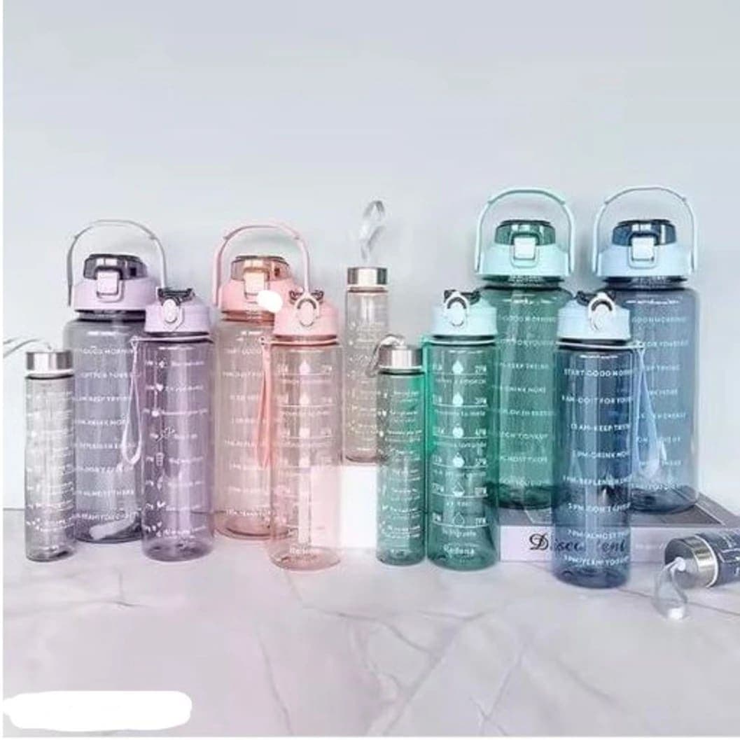 3-in-1 Transparent Water Bottle Set with Straw | BPA-Free Leakproof Sports Bottles | 2000ml, 900ml & 400ml pac (5) - image 1