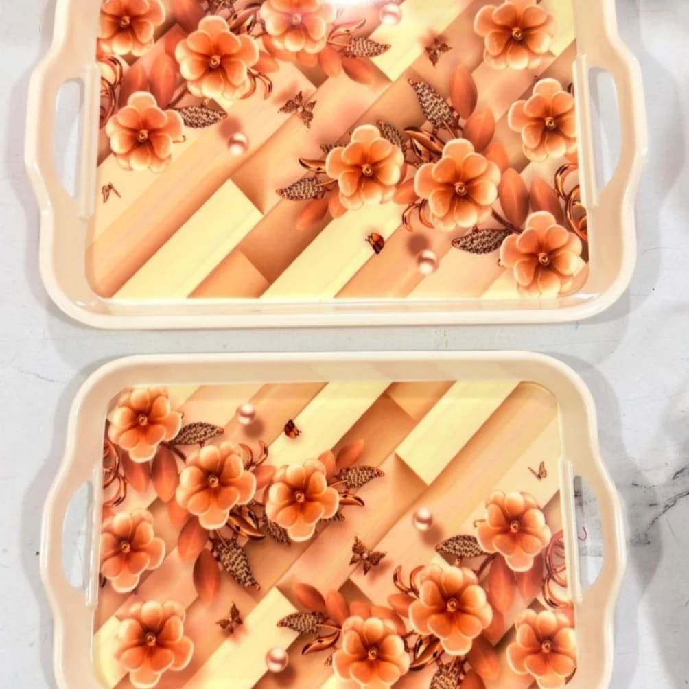 Modern Serving Tray with Floral Pattern (Available in Multiple Sizes) two size big size 200 and small size 150 - image 1