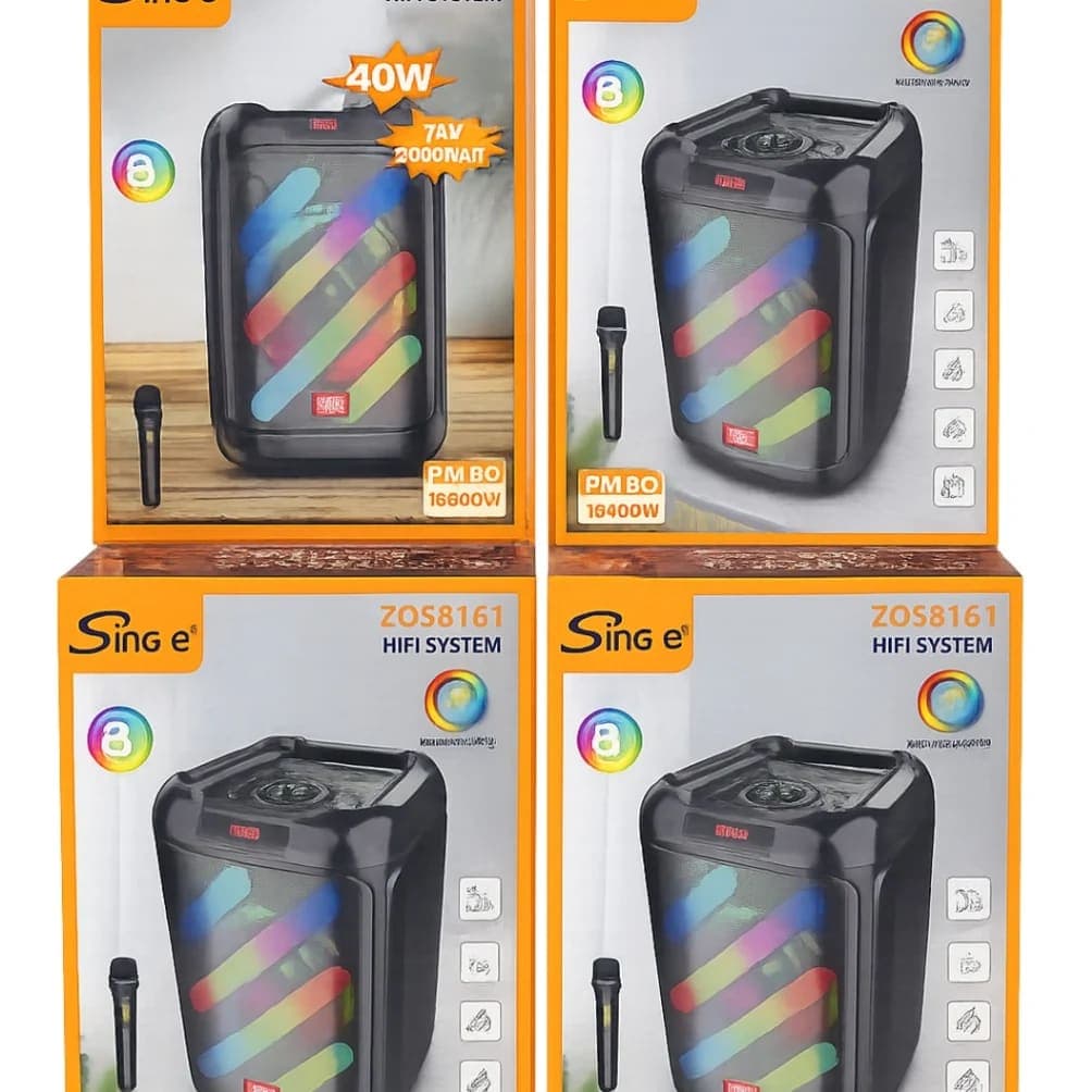 Portable HiFi Bluetooth Speaker with LED Lights & Wireless Microphone - image 1