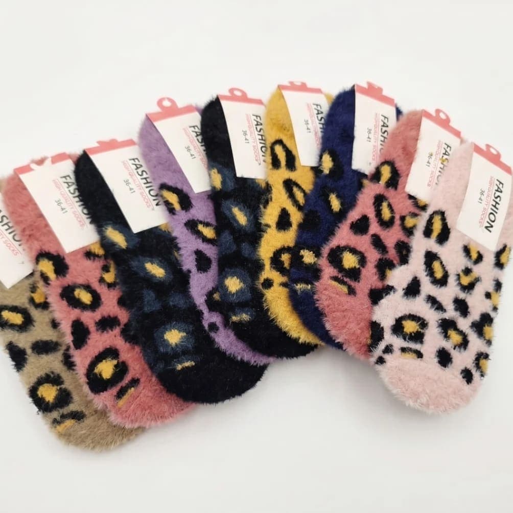 Women’s Soft Fuzzy Leopard Print Winter Socks - image 1