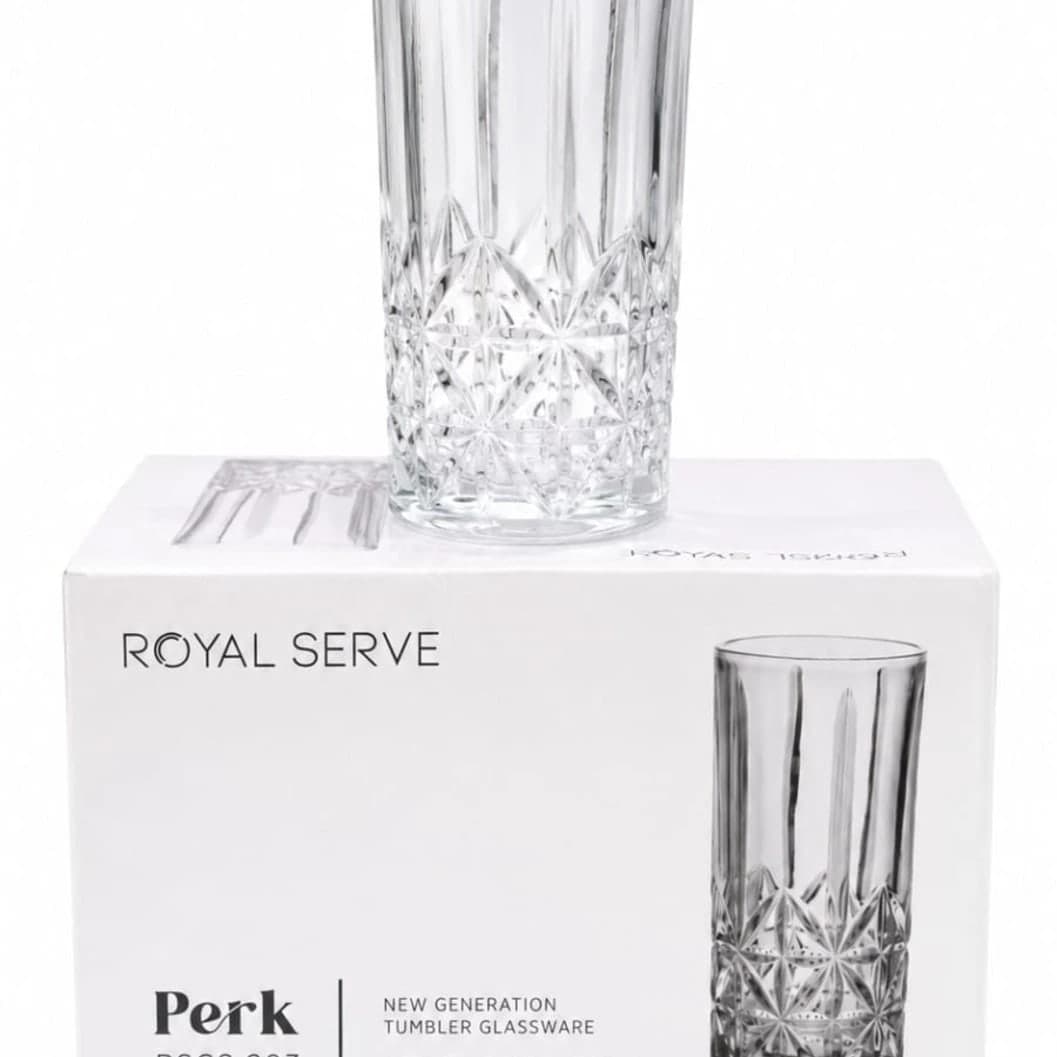 Royal Serve Perk Glass Tumbler Set (6 Pieces) – Premium Crystal Design Drinking Glasses - image 1