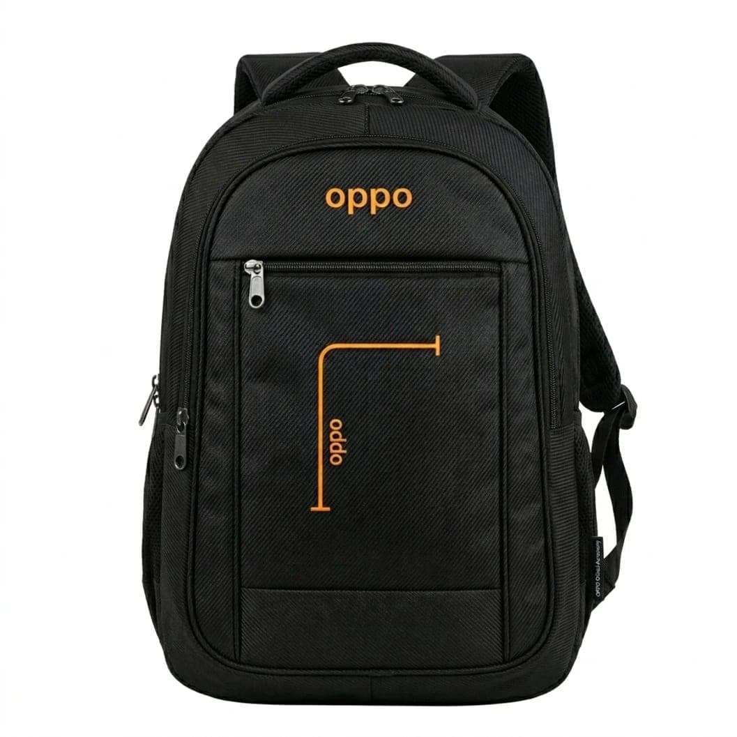 Oppo and Cat -Commuter Textured Laptop Backpack – Sleek Black & Orange - image 1